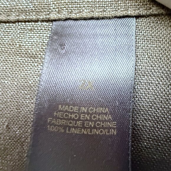 Liz Claiborne Safari Jacket Plus Size 2X 100% Linen Shimmer Brown Utility - Picture 9 of 10